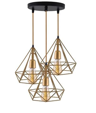 Desidiya® Diamond Cluster Golden Pendant Light, Home Decor Items, Hanging Ceiling Decorative Chandelier Home, Living Room, Indoor Outdoor Jhumar Lighing, 40 Watts,(Bulb Not Included, Black)