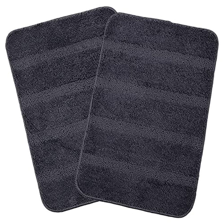 SARAL HOME EASY LIVING Soft Microfiber Anti Slip Bathmat Set of 2 (Grey, 35X50 Cm), Large Rectangle