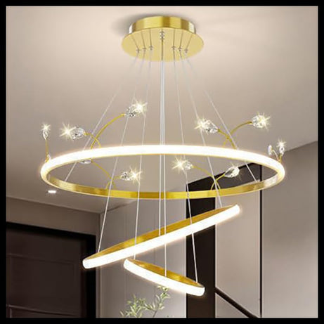 Smartway®- Chandelier for living room,modern,dining table,hall,hanging ceiling light,pendant lamp, 114 Watt Ivy Gold,Smart Voice Assist (Google, Alexa), App Control