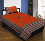 JaipurFabric® Cotton 180 TC Jaipuri Hand Made Embroidery Patch Work Single Bedsheet with 1 Pillow Covers (60" X 90"), Orange