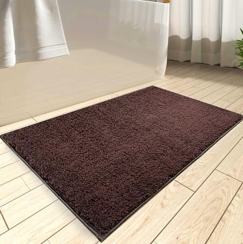 Amazon Brand - Solimo Microfiber 2000 GSM Premium Super Soft Bath Mat | Anti-Skid | 40x60 cm (Brown)