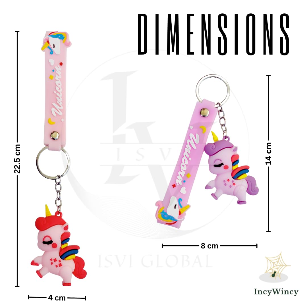 Isvi Keychain for kids (Pack of 12), Cute Unicorn Keychains for Girls, Birthday Return Gift Bulk Pack, Keyring for Backpacks