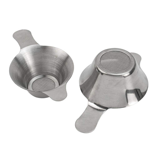 AUEAR, 2 Pieces Different Size Stainless Steel Mini Strainer Fine Mesh Tea Funnel Tea Coffee Filter with Double Handles