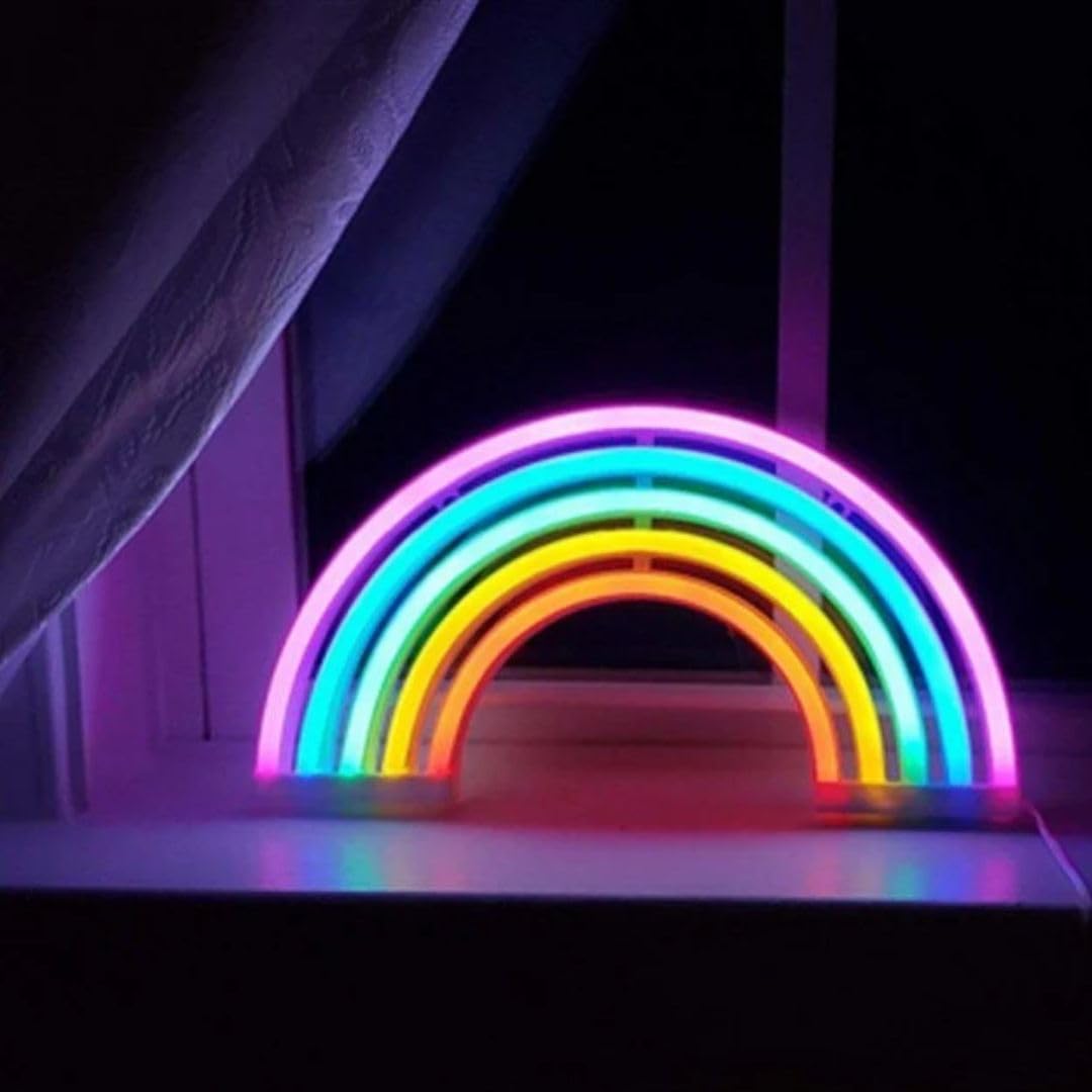 CHRONOS Rainbow Neon Sign Light | Battery & USB Operated | Neon Lights for Bedroom, Living Room, Wall, Home, Bar, Party, Wedding | Game Room Decor