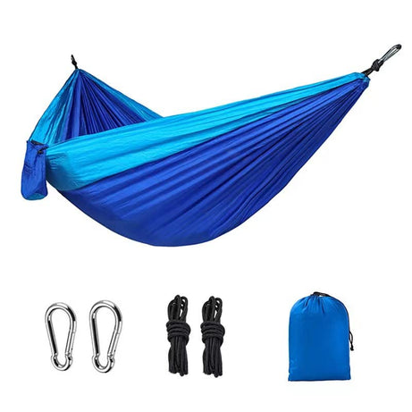 YINTECH Nylon Camping Hammock Double&Single Portable Hammocks With 2 Tree Straps And Attached Carry Bag,Great For Outdoor,Indoor,Beach,Camping,Blue