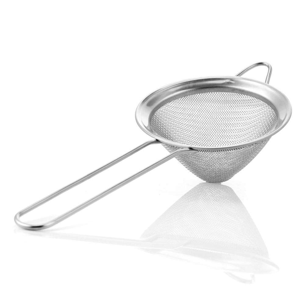 NJ Cocktail Strainer Stainless Steel Fine Mesh Strainer, Food Strainers, Small Strainer,Tea Strainer, Bar Strainer, Bar Funnel Style Strainer 3 inch: 1 Pc.