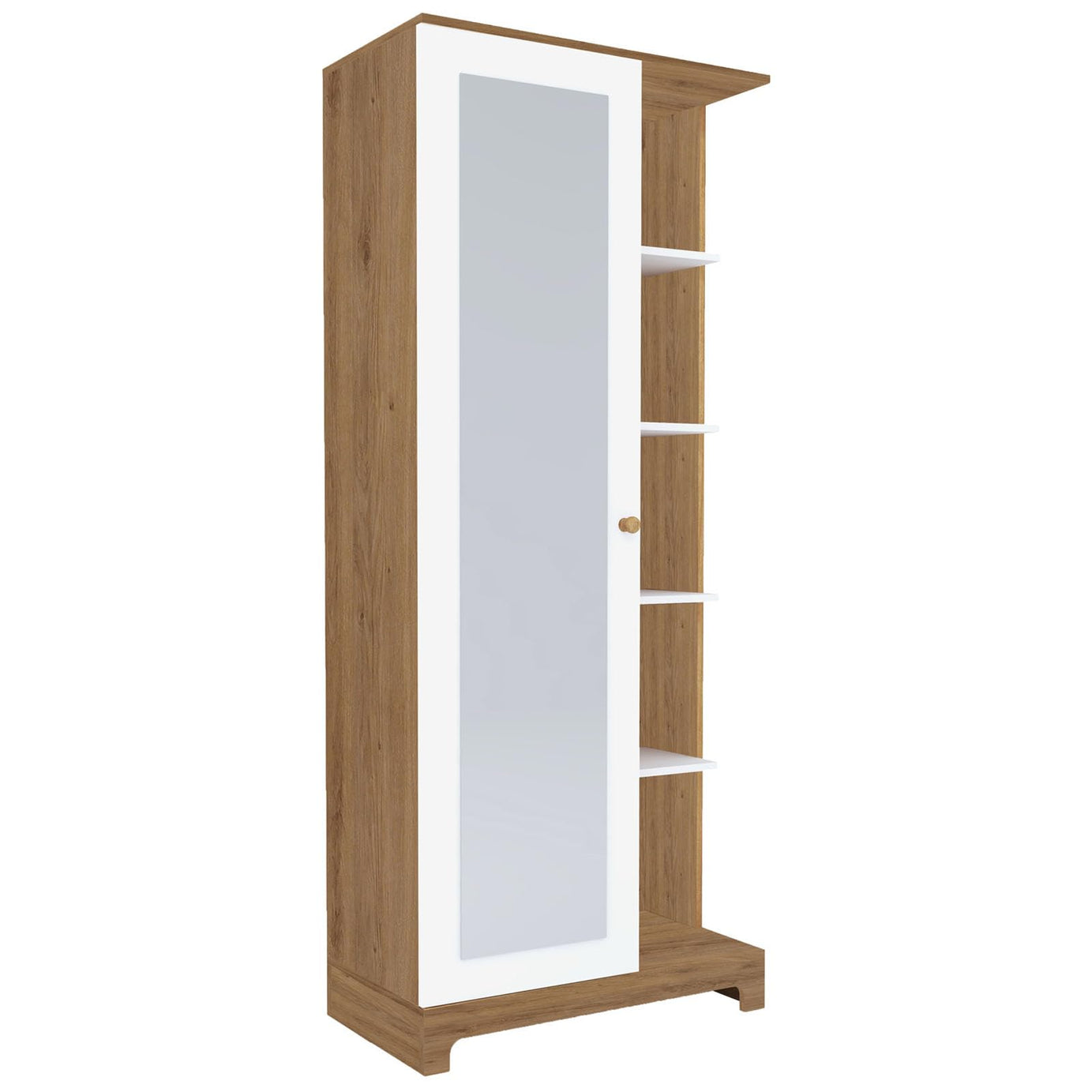 Witty Wud | Desitny | Engineered Wood Dressing Table with Shelf and Storage 1 Door with Mirror in Clair Oak & Frosty White Colour | 1 year Warranty