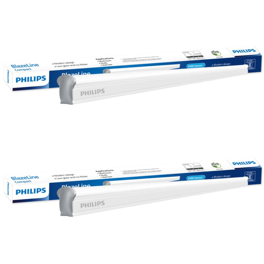 PHILIPS Compact 2-FT 15-Watt LED Tubelight/Batten | Blazeline Compact Batten for Living room & Bedroom | Colour : Cool Day Light, Pack of 2