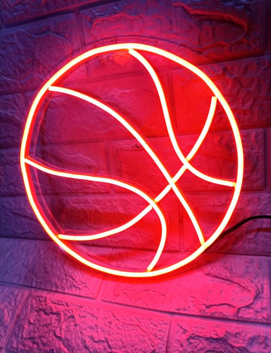 LUXURY SIGN INDIA BASKETBALL LED Neon(8X8) Signs Light LED Art Decorative Sign - Wall Decor/Table Decor, Home Decor for Kids RoomBar Pub Hotel Beach Neon Signs LED