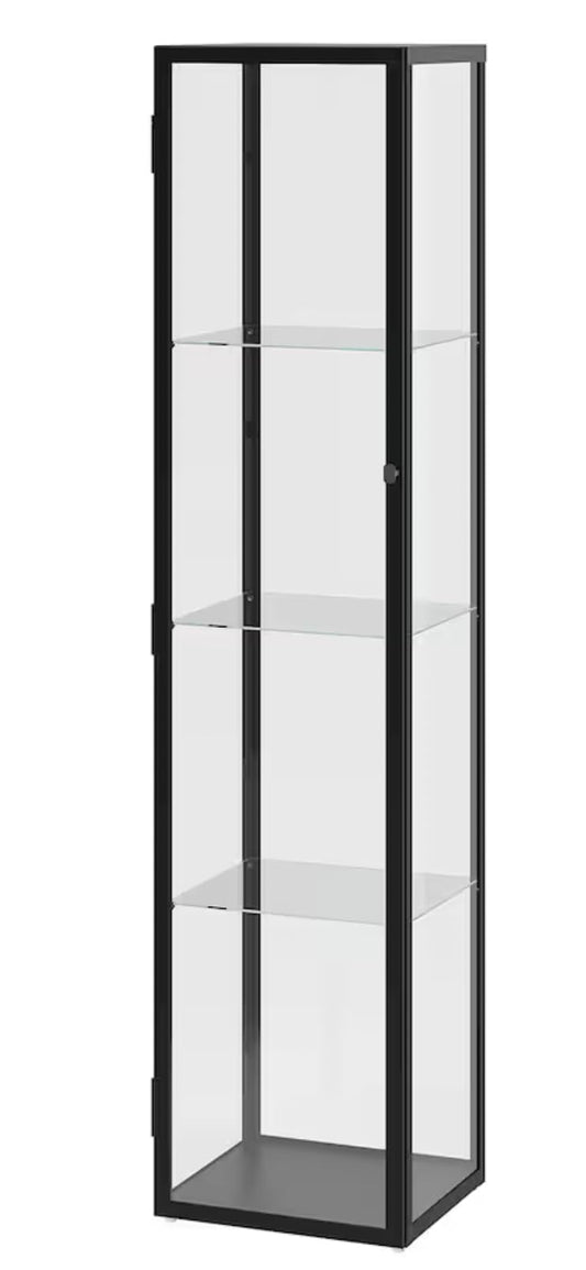 MARIAS KOMMERCE BLÅLIDEN Glass-Door Cabinet, Black, 35x32x151 cm (13 3/4x12 5/8x59 1/2 ")