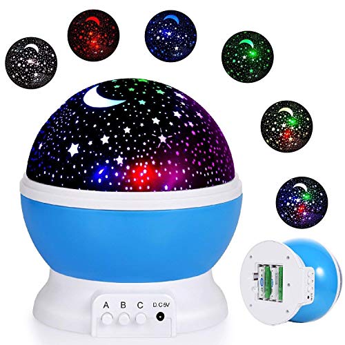 Chocozone Night Light Lamp Projector, Star Light Rotating Projector, Star Projector Lamp with Colors and 360 Degree Moon Star Projection with USB Cable,Lamp for Kids Room (Random Colour)