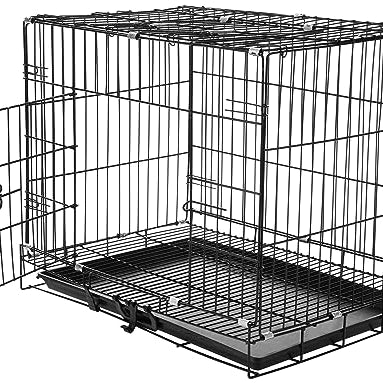 Amazon Basics Foldable Metal Wire Dog Cage/Crate/Carrier with Tray, Single Door, 24 Inch, Black