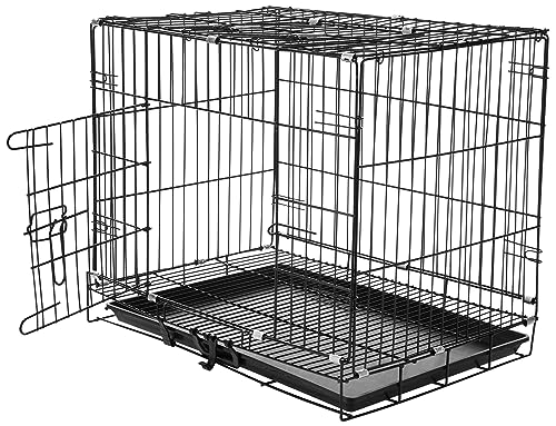 Amazon Basics Foldable Metal Wire Dog Cage/Crate/Carrier with Tray, Single Door, 24 Inch, Black