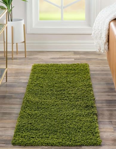 STARAR DECOR Anti Slip Fluffy Fur Rugs and Carpets for Living Room, Shaggy Carpet for Bedroom, Bedside Carpet, Entery Hall doormat (1.5 x 3 Feet, Green)