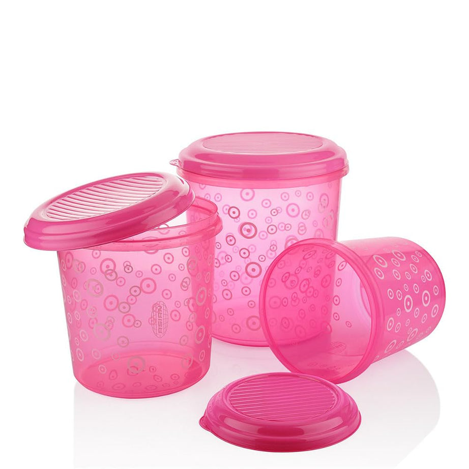 ASIAN Plastic Storage Box- 7 Litre, 5 Litre, 10 Litre, 3 Pieces, Pink