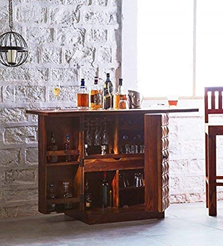 HONEY WORLD || Sheesham Wood Bar Cabinet | Cocktail || Storage Cabinets | Wine/Whisky/Scotch All Type Drinks | for Living Room | Honey Oak Finish