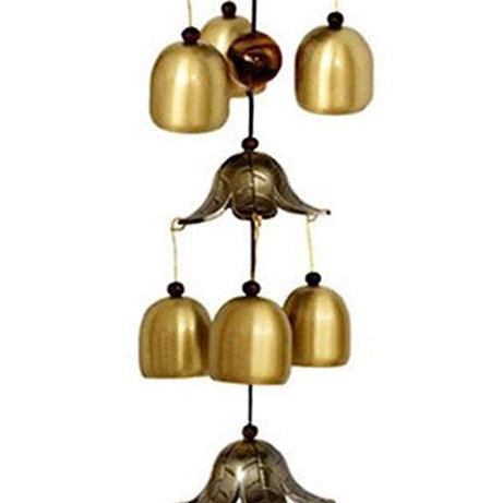 Gupta Fancy Store Wind Chime for Home or Balcony, 9 Bells, Gold Tone Metal