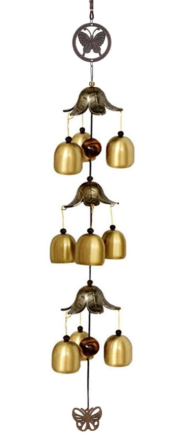 Gupta Fancy Store Wind Chime for Home or Balcony, 9 Bells, Gold Tone Metal