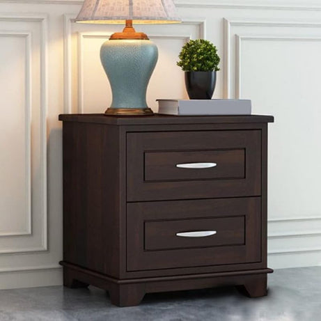 ADOUER WOOD Sheesham Wood Bedside Table with 2 Drawer Wooden Night Stand End Table Solid Wood Bedside Table for Bedroom Living Room Home (Walnut Finish)