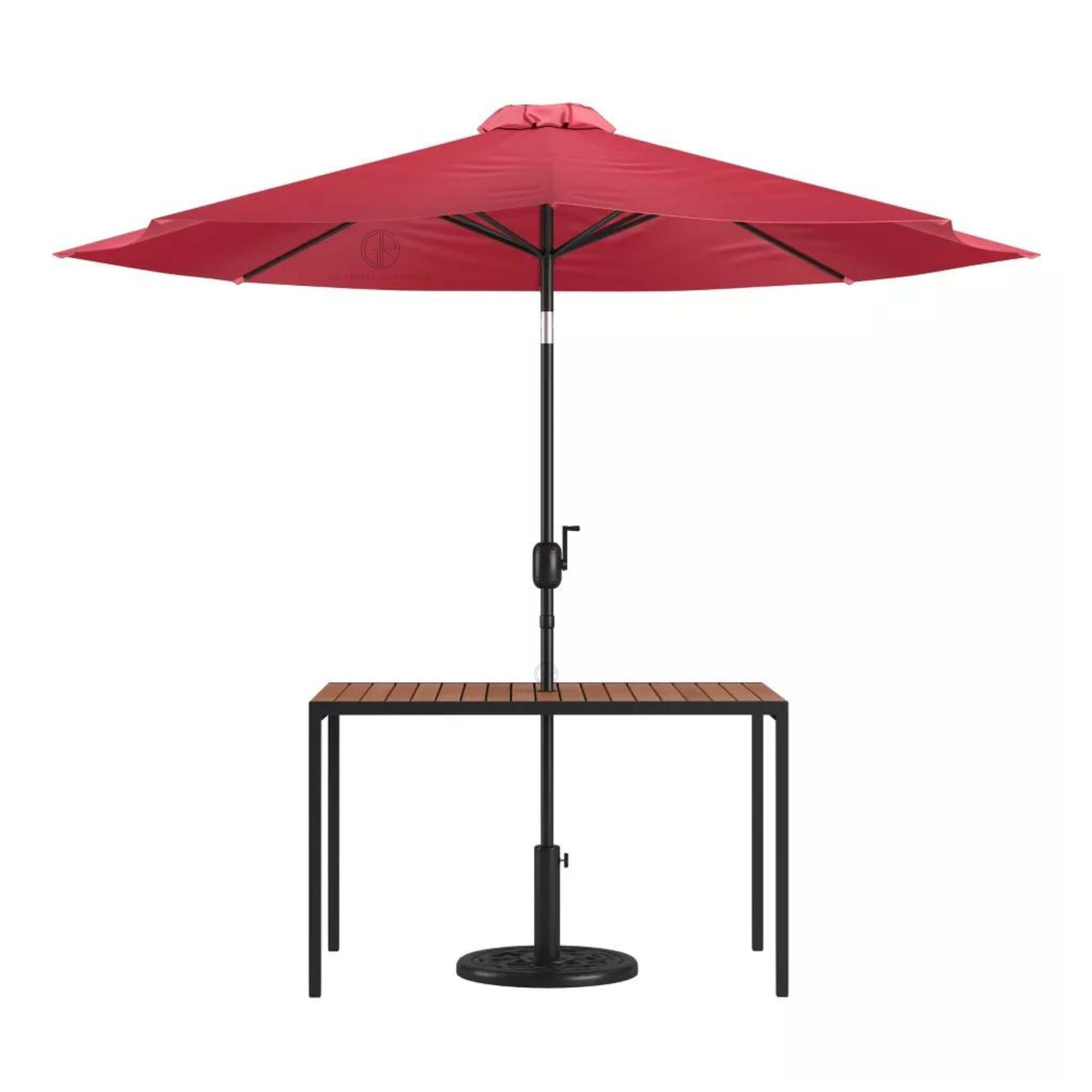 Premium Center Pole Garden Umbrella with Stand - Large Outdoor Patio Umbrella / Lawn Umbrella / Resort Umbrella / Poolside umbrella with UV Protection - Adjustable Height, Waterproof Canopy (Maroon)