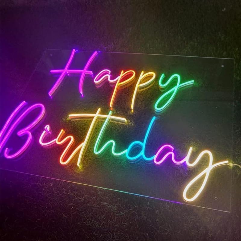 ABHINANDAN DECORS Happy Birthday Neon Light for Bday Party LED Asethetic Room Bedroom, Restraunt Birthday Gift