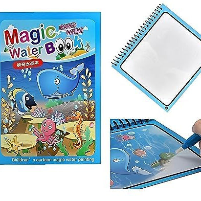 Toy Imagine™ Magic Water Coloring Doodle Book & Magic Pen Reusable | Magic Water Quick Dry Book | Water Colouring Book Doodle with Magic Pen | Painting Board for Children Education Drawing Pad (pack of 1)