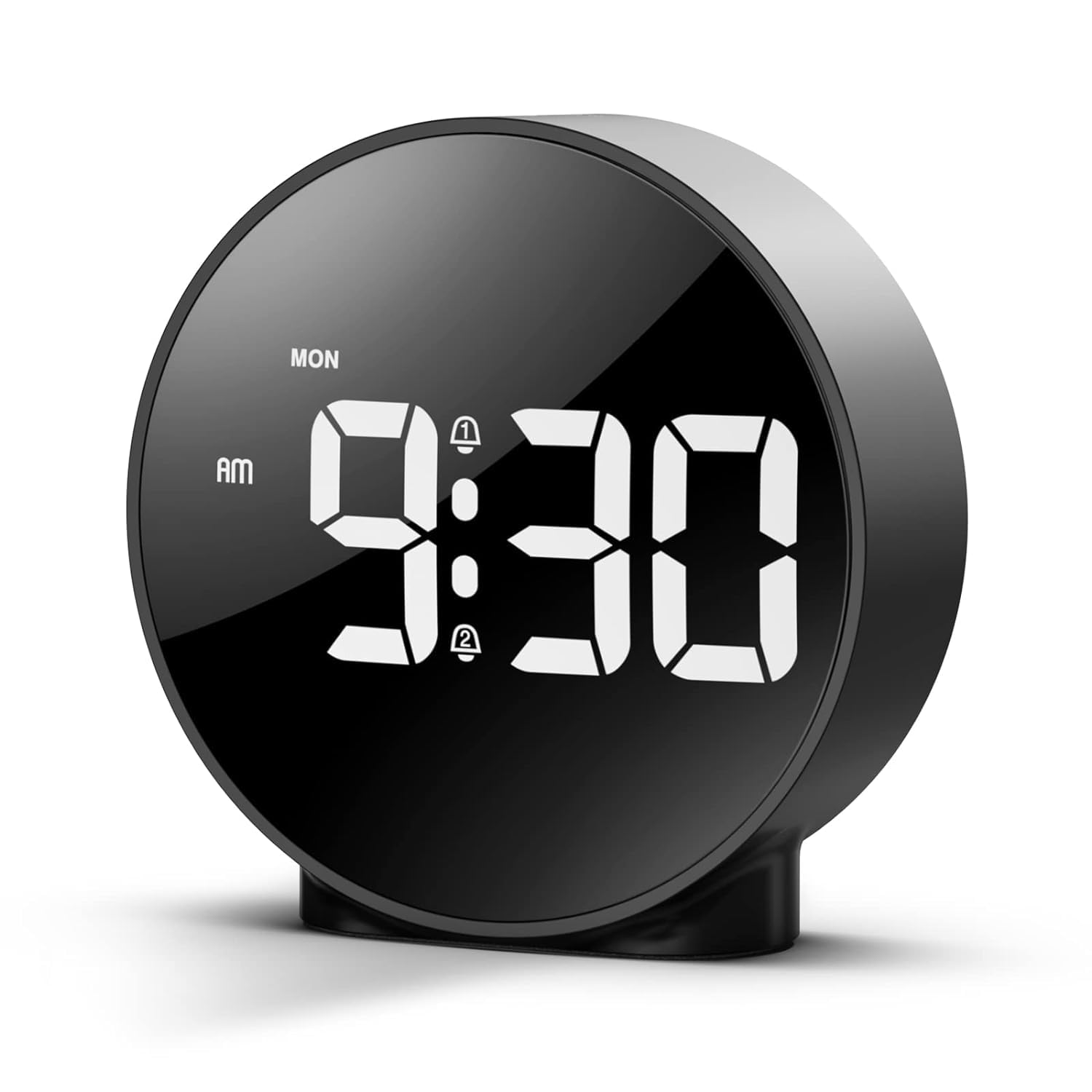 MAPPLE CREATION Digital Alarm Clock, HD LED Display Alarm Clock, Simple Table Clock, Electronic Desk Clock, Dual Alarms, 12/24Hr, 4 Adjustable Brightness for Bedroom, Office, Table,Black