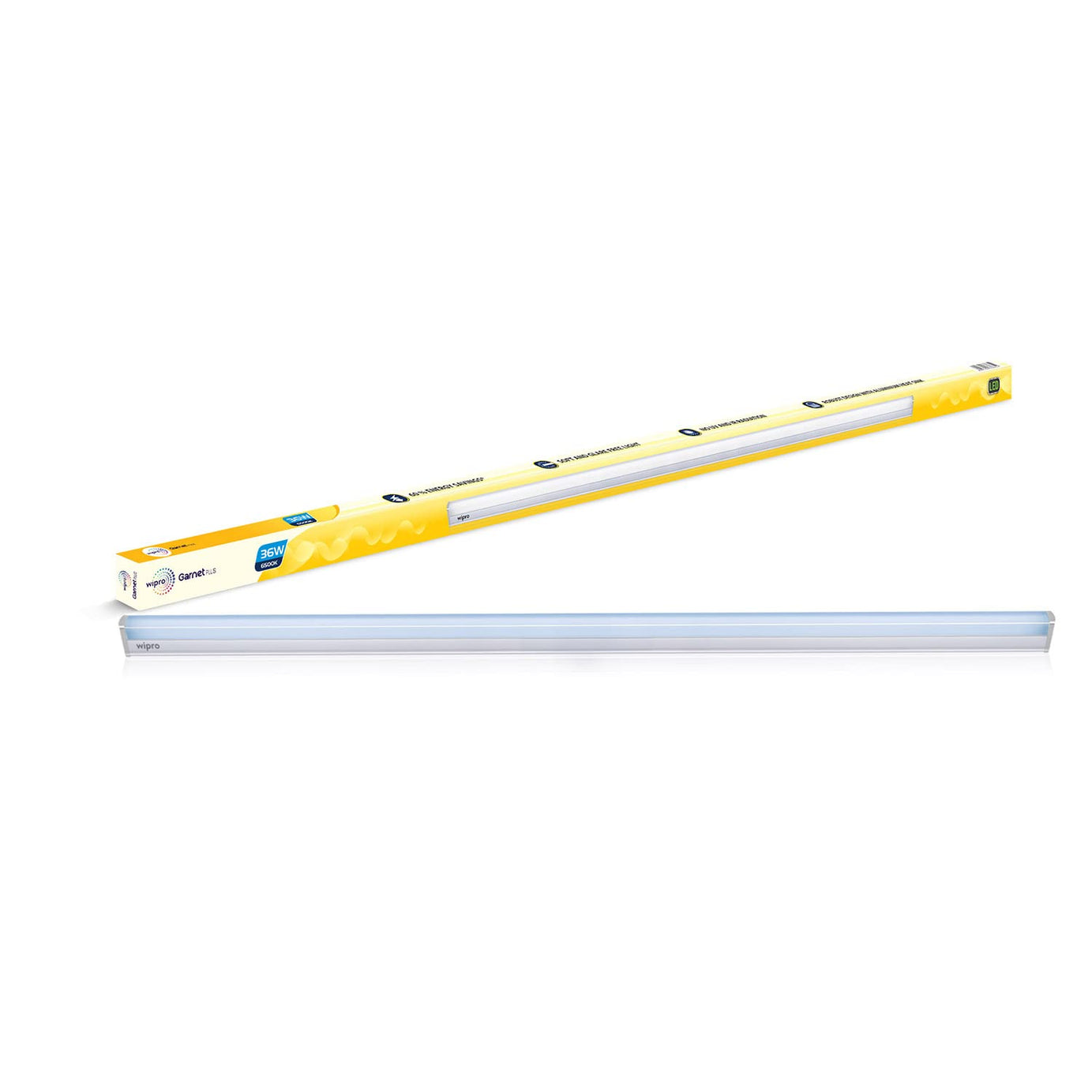 Wipro Garnet 36W Aluminium LED Batten for Home & Office | Bright & Energy Efficient Tubelight |Aluminium heat sink | Cool Day Light (6500K) with 4000 lumen|Batten for Commercial use |4Feet, Pack of 1