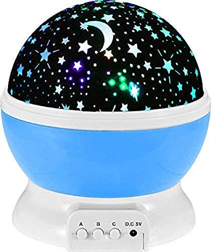 Chocozone Night Light Lamp Projector, Star Light Rotating Projector, Star Projector Lamp with Colors and 360 Degree Moon Star Projection with USB Cable,Lamp for Kids Room (Random Colour)