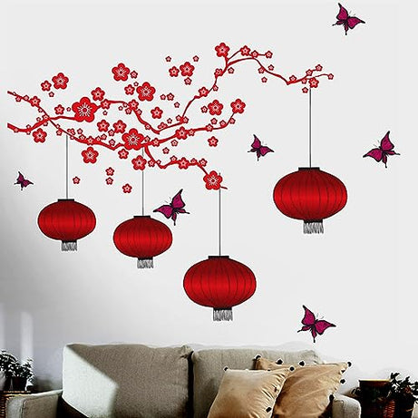 Decals Design 'Chinese Lamps in Double Sheet' Wall Sticker (PVC Vinyl, 90 cm x 60 cm x 2, Multicolour)