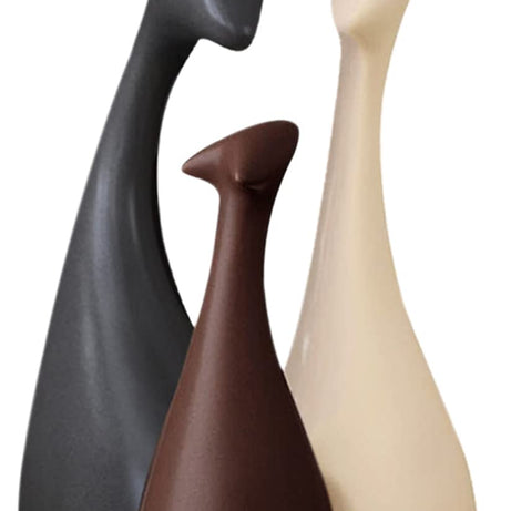 Xtore® Home Decor Lucky Deer Family Matte Finish Ceramic Figures - (Set of 3, Matte Brown)