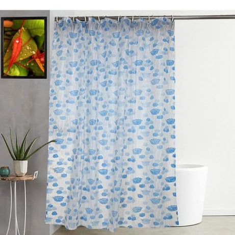 STYLZI Designer Waterproof PVC Shower Curtain with 8 Hooks (5 Feet Light Blue)