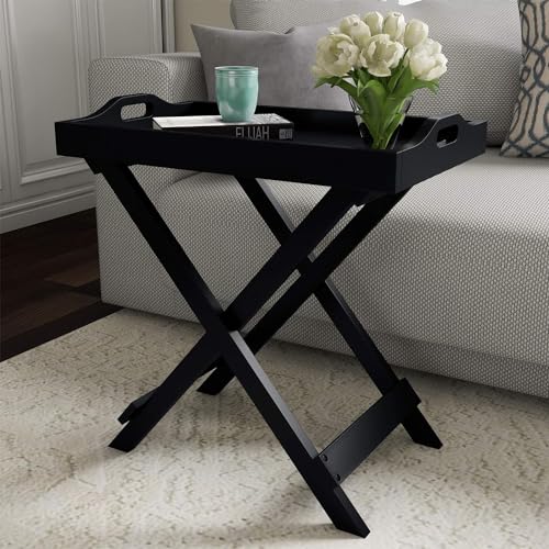 WIQOWEG Bed Side Table Living Room Sofa Side Coffee Table for Home | Engineered Wood End Table | Storage for Living Room (Black)