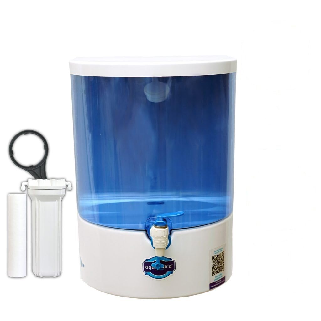 AQUAULTRA Dolphin 5 Stage Purification 9 Liter Ro + Active Copper + B12 Alkaline Water Purifier Filter For Home Office White And Blue