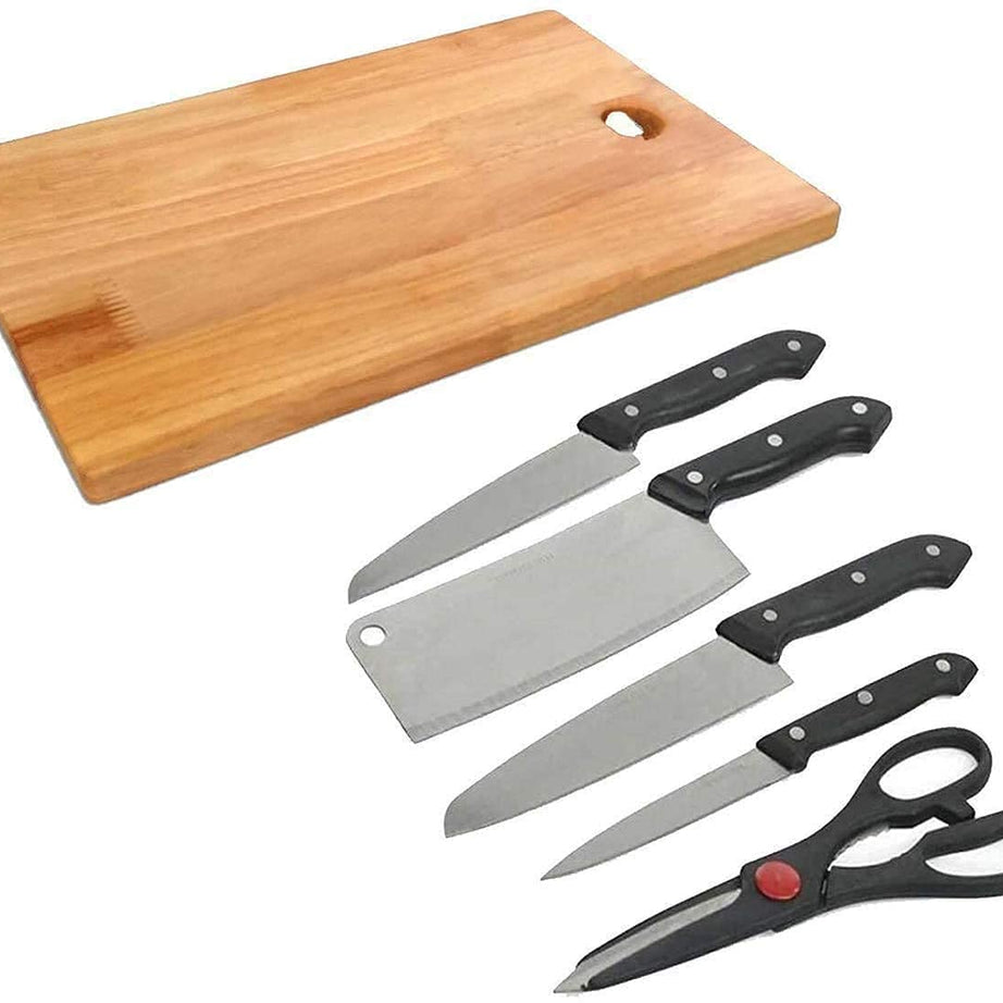 Dialust Chopping Cutting Board with Stainless Steel Knife Set Scissor Vegetable Meat Cutter Professional Kitchen Accessories Tools