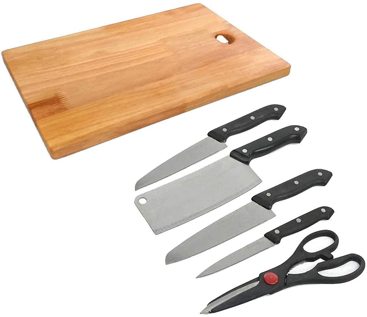 Dialust Chopping Cutting Board with Stainless Steel Knife Set Scissor Vegetable Meat Cutter Professional Kitchen Accessories Tools