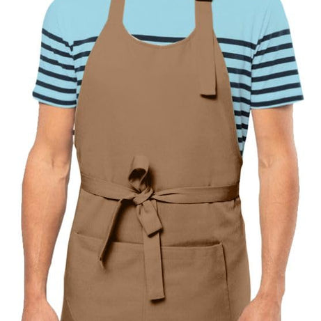 Cranique Polyester Kitchen Apron with Adjustable Strap Two Pockets for Women & Men | Free Size Apron for Kitchen, Hotel, Cafe, Restaurant, Salon, Workshop, Garage, Drawing, Cooking Apron – Tan