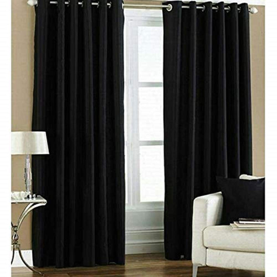 K 2 6 Creation polyresin Solid Crush Curtain for door (7 feet),(Black)