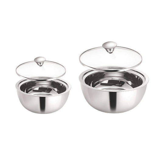 Borosil - Stainless Steel Insulated Curry Server, Set of 2 (500ml + 900ml) Silver