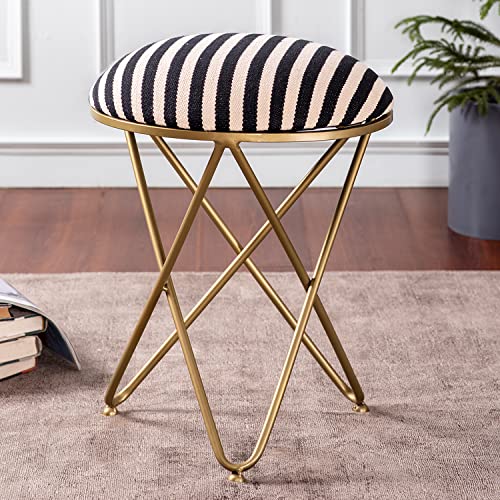 nestroots ottoman stool for living room stool for sitting |metallic ottoman stool for bedroom pouffes side table (22 inch Black & White Cross)