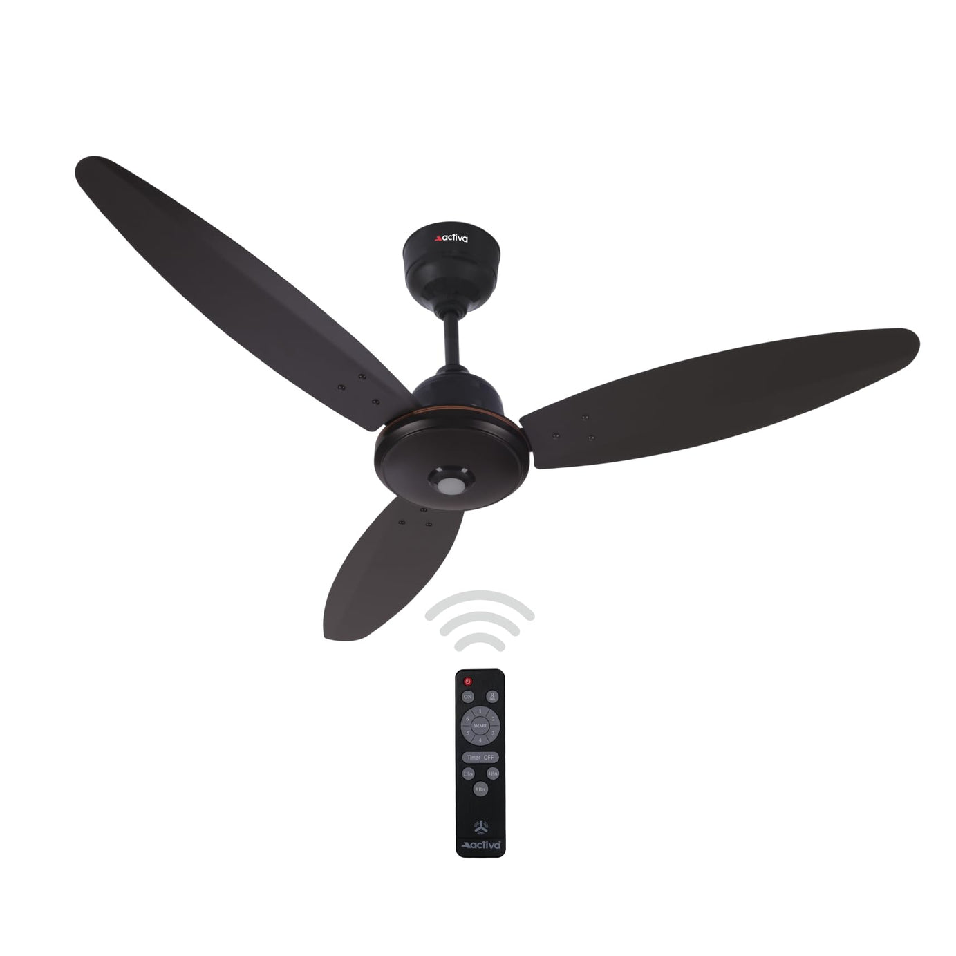 ACTIVA Gracia 1200 MM (28 Watts) BLDC Motor Fan With LED Light |Remote| 3 Blade Energy Saving Ceiling Fan With 5 Year Warranty (Smoke Brown)