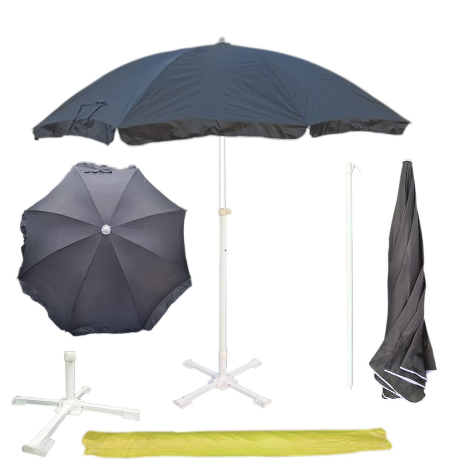 RAINPOPSON Garden Umbrella with Stand 7ft/42 Outdoor Big size Umbrella for Hotel,Shop,Restudent Patio Garden Umbrella (Black) (A1)