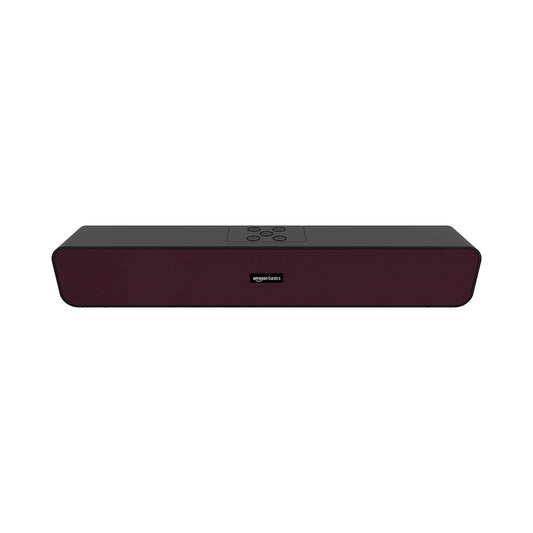 amazon basics 16W Bluetooth Soundbar Speaker with 1200mah Battery, BT v5.3, Aux, USB Port for Mobile, PC, Tablets, and Laptops (Black-Maroon)