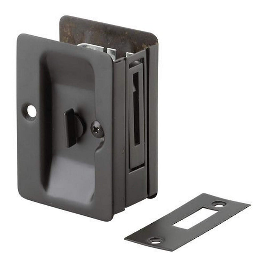 Richelieu Hardware 1701FBPSBC Sliding Pocket Door Pull with Privacy Lock - Rectangular, Black