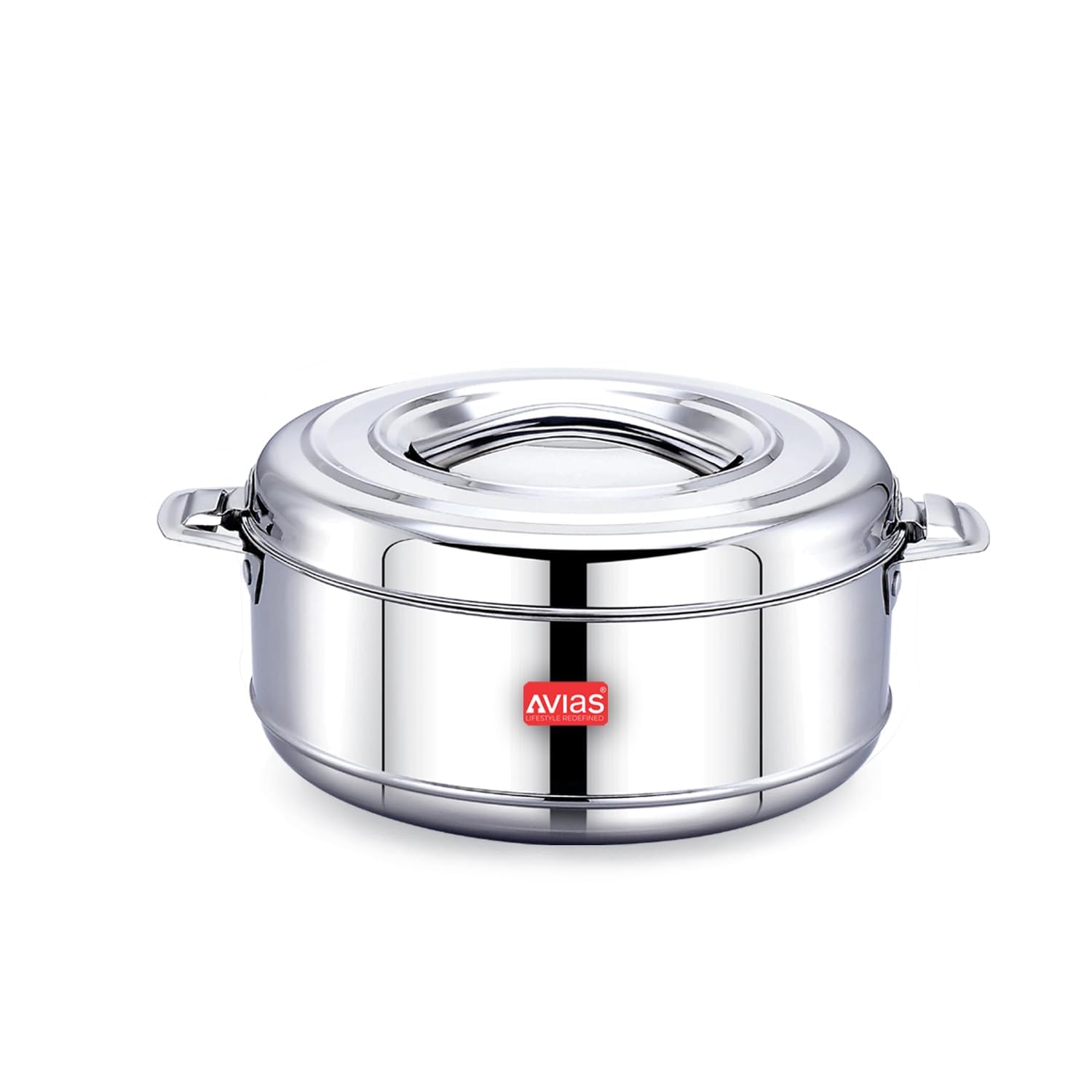 AVIAS Astra Double Wall Insulated Stainless Steel Casserole, 2500ml Hot Box for Kitchen, Hot Case with Steel Lid, Silver Hot Pot for Roti-Rice-Gravy, Chapathi Box, Twisted Lock, 2.5L