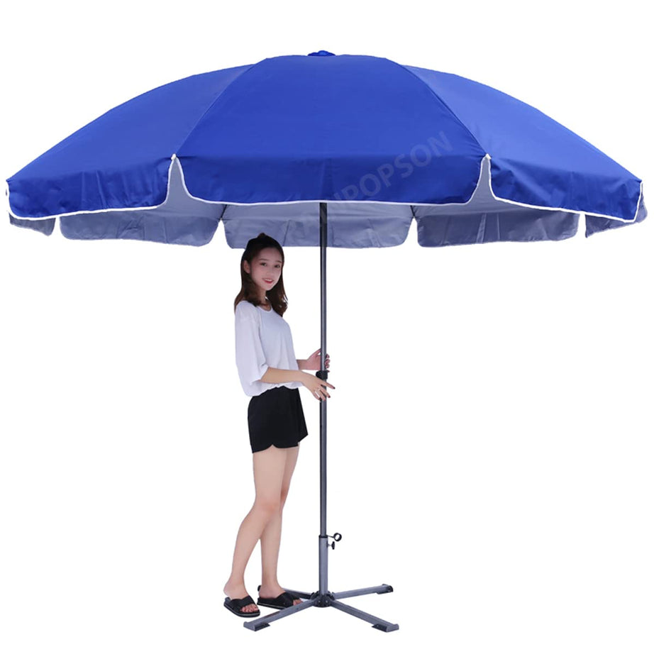 RAINPOPSON Garden Umbrella Outdoor Big Size 8ft With Stand Patio Garden Umbrella (8ft/48in) (Blue)