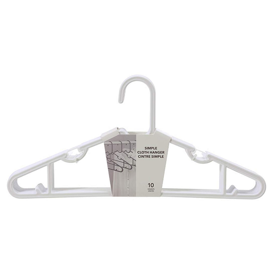 MINISO Plastic Cloth Hanger 10 PCS, Cloth Hanger for Drying Clothes, Dual Use for Hanging in Wardrobe, Durable PP Material Door Hangers for Clothes, White