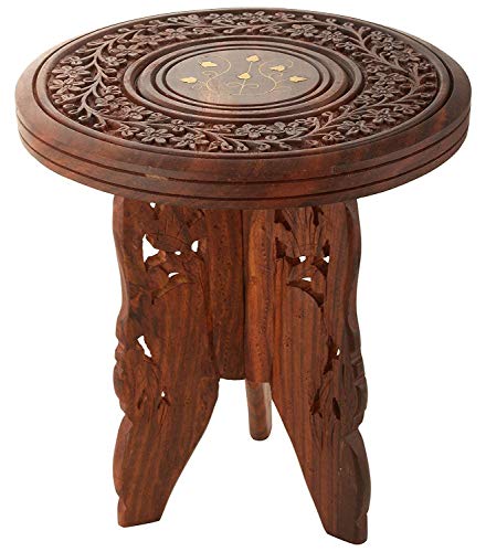 Simran Handicrafts Unique Mango Wooden Bed Side Table (Brown)