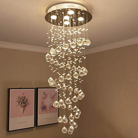 Ganesharter GA Smart Crystal Chandelier with for Hall, Hotel, Temple, Room Decoration Made of Crystal and Glass Beads with LED Light (feet 10)