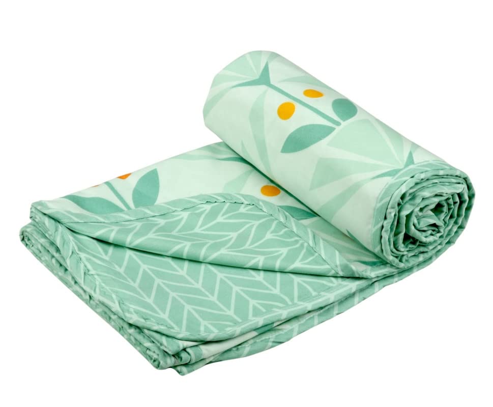 BSB HOME Pure Cotton 120 GSM Reversible Soft Light weight Printed Double Bed Blanket/AC Dohar/Summer/Skin Friendly Dohar-220x230 cm- Light Green